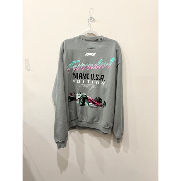 NWT Formula 1 x PacSun Miami Grand Prix Crew Neck Fleece Sweatshirt Gray Mens XL - Picture 4 of 6